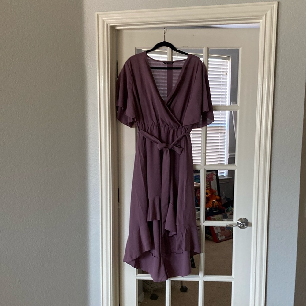 Elegant Purple Wrap Dress Mother of the bride ( high / low )